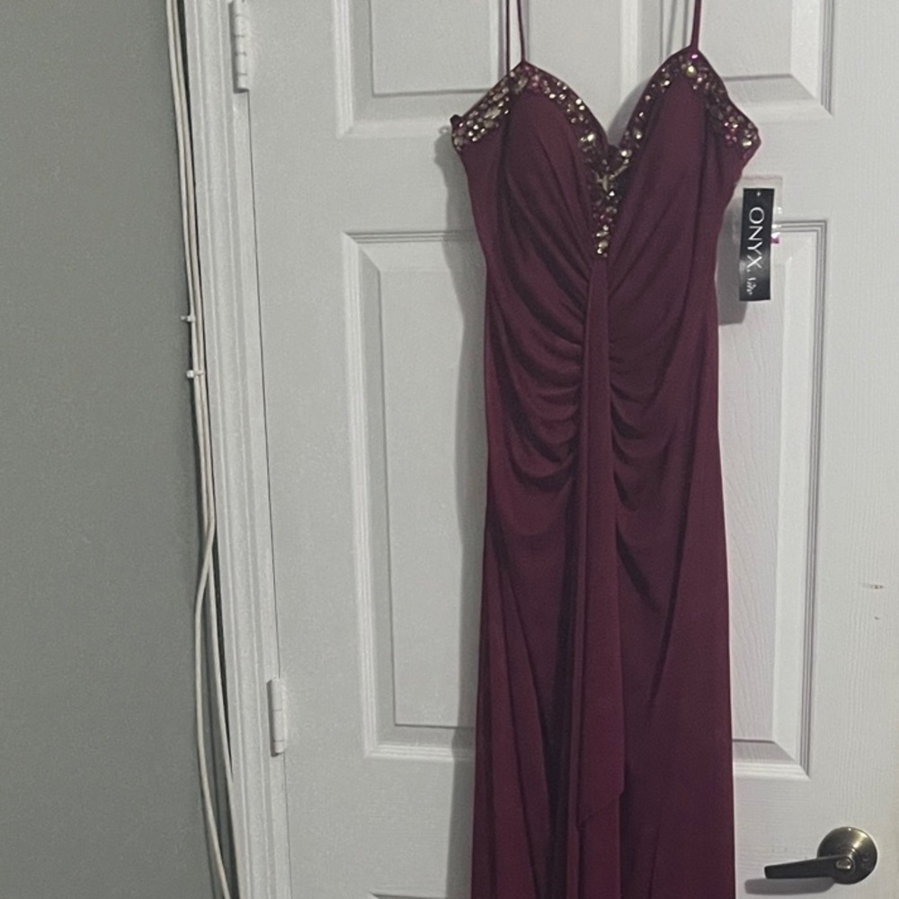 Onyx Deep Red Embellished Gown